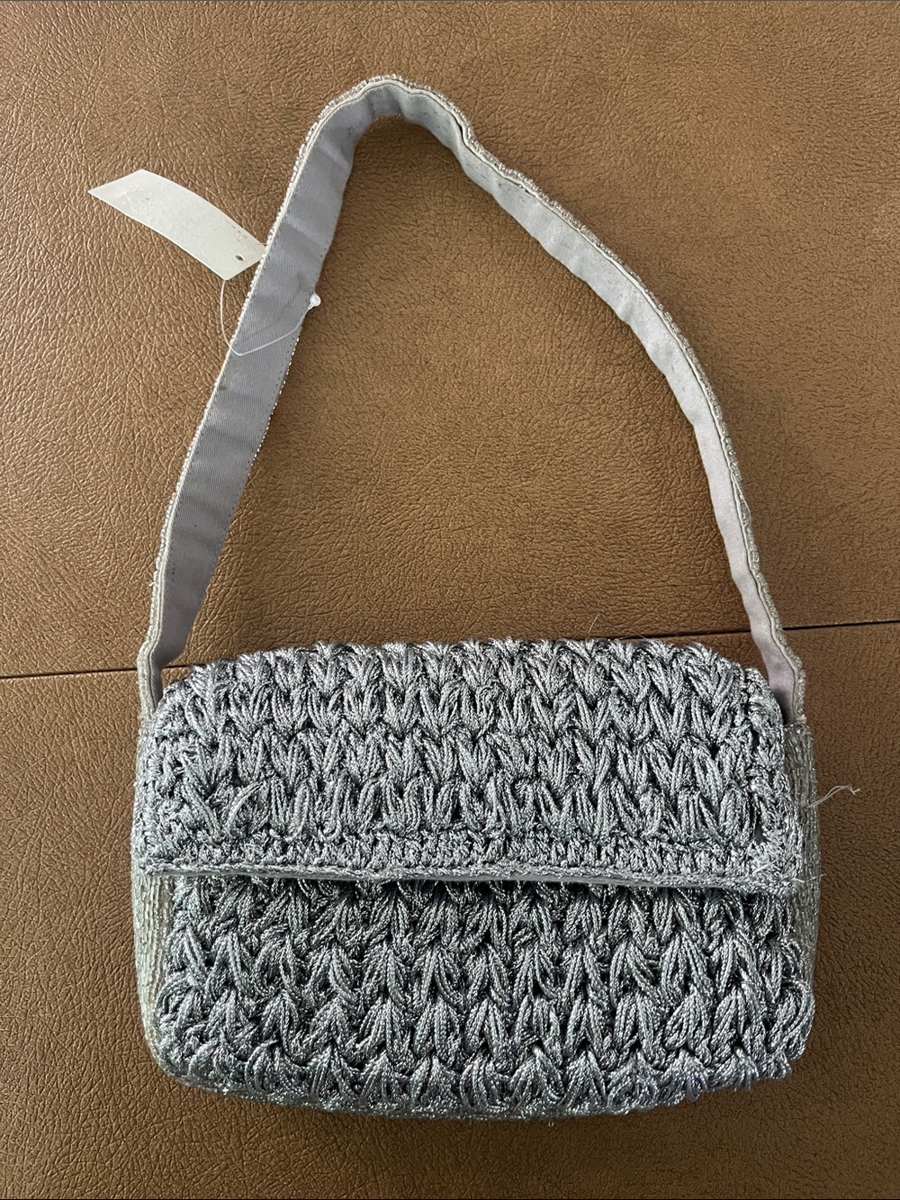 Maeve Silver Woven Shoulder Bag